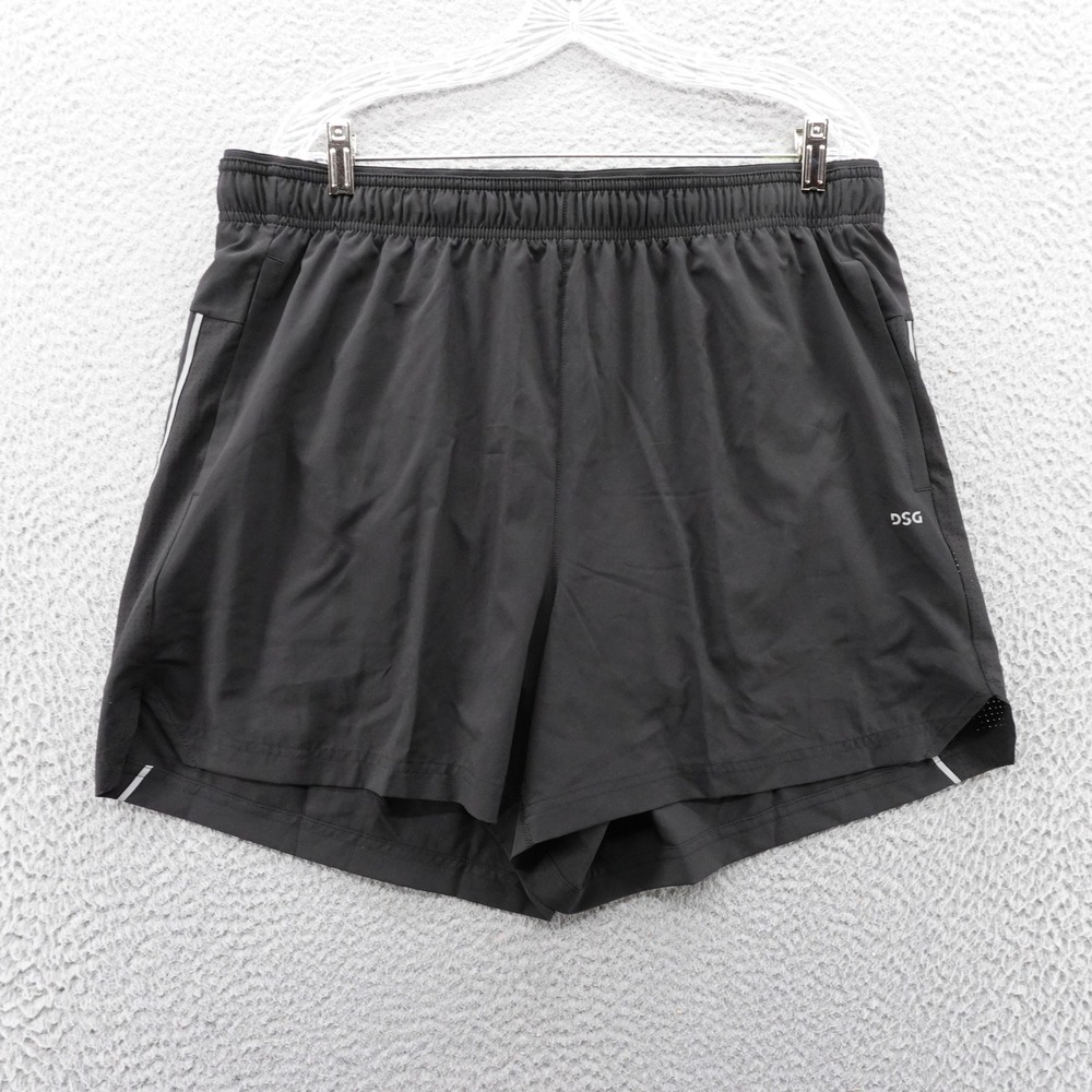 DSG Mens XL 5 Inch Stride Run Short Pure Black Athletic Gym Training NEW